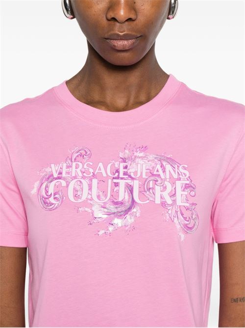 T-shirt donna maniche corte con stampa Versace jeans Couture | 80HAHE02CJ00E499
